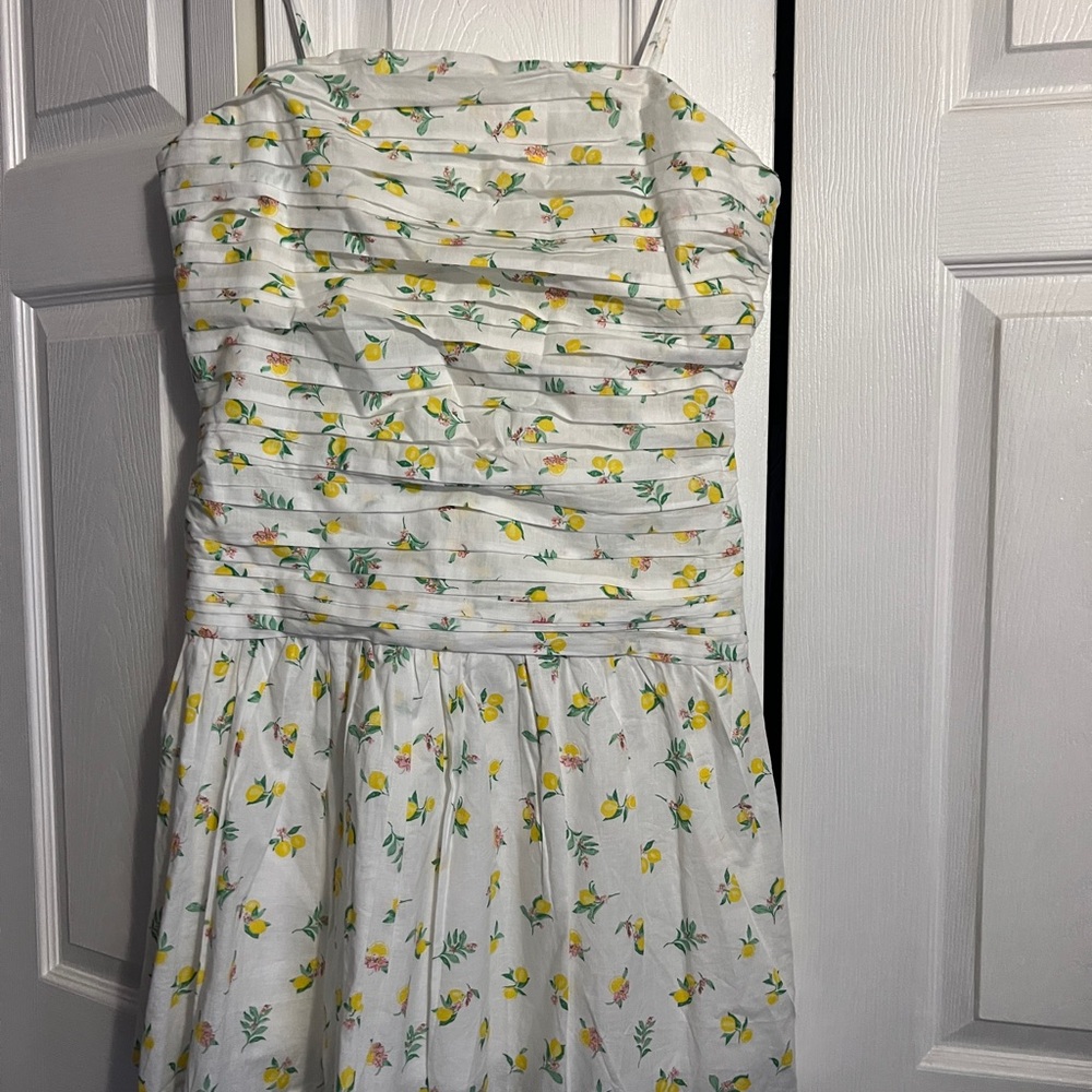 Lemon Printed Pleated Mini Dress